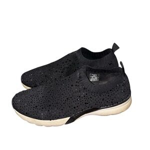 Zara Basics Black Knit Rhinestone Slip-On Sneakers Size EU 38